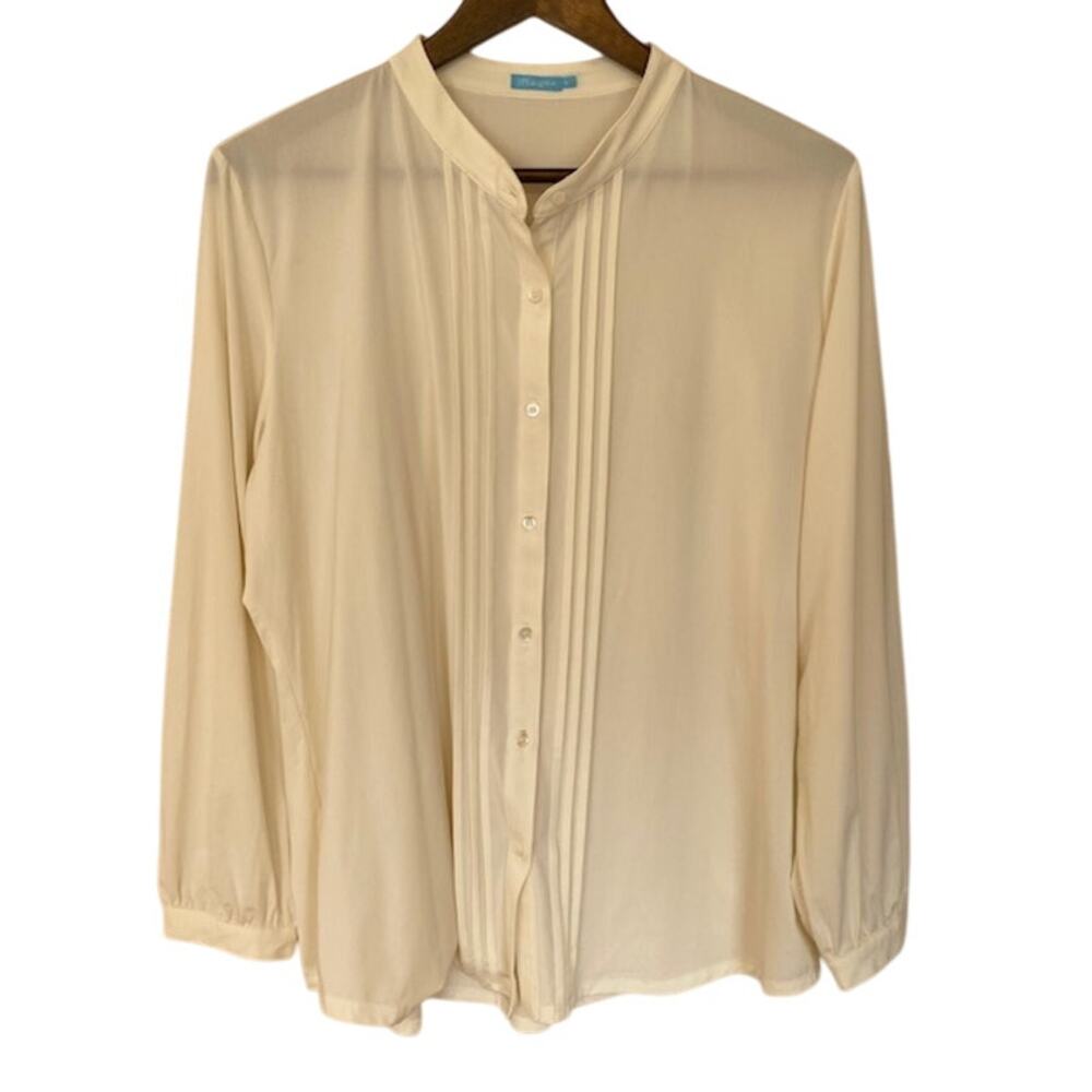 J. McLaughlin Ivory Long Sleeve Button Up Blouse - XL